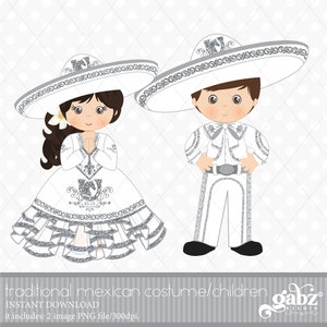 Charro, Plata y blanco, Niños, Folklore mexicano, Clipart, Brillantina dorada, Azteca, Decorativo, Comunión, Mexicano, Fiesta, Gabz