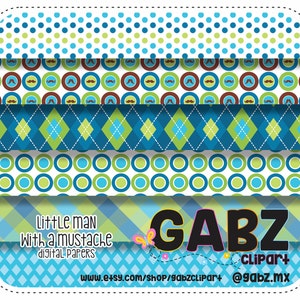Homenzinho com bigode Papéis digitais, chá de bebê, clipart, menino, Gabz