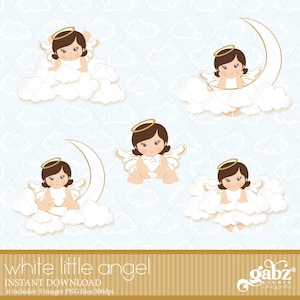 White Little Angel, Little Angel, Baby Shower, Clipart, First Birthday, Baby Girl, Baptism, Gabz