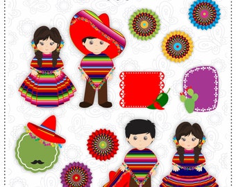 Fiesta Cinco de Mayo, Fiesta Mexicana, Imagenes Prediseñadas, Piñata, Tequila, Guitarra, Mexico, Gabz