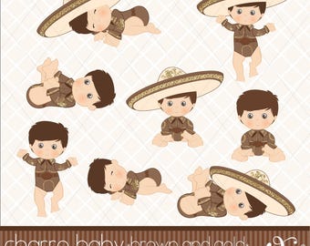 Baby Charro, Braun und Gold, Taufe, Clipart, Mexikanisch, Fiesta, Viva Mexico, Charro, 5 Mayo, Geburtstag, Gabz
