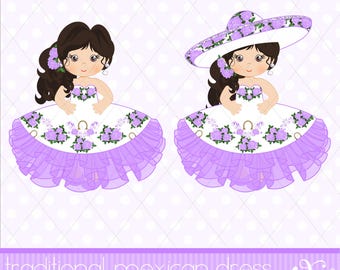 Mexikanische Mädchen, Fifteen Party, Sweet Sixteen, Clipart, Geburtstag, Charra, Mexikanisch, Fiesta, Viva Mexico, Charro, 5 Mayo, Mexikanisch, Gabz, MG109