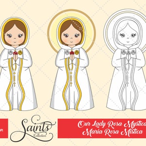 Our Lady Rosa Mystica, María Rosa Mística, Catholic Saint, Holy Virgin, Religious, Saint Clipart, Santos, Saints Collection, Gabz