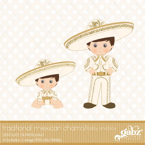 Charro Gold and White Children Mexican Folklore Clipart - Etsy