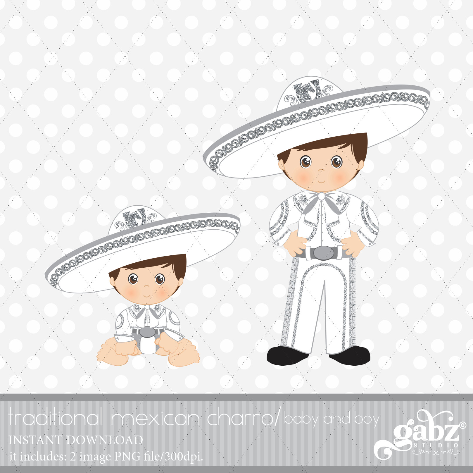 Baby Charro, Black Hair, Mexican Folklore, Clipart, Gold Glitter, Aztec ...