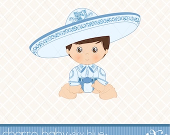 Baby Charro, Brown Hair, Mexican Folklore, Clipart, Gold Glitter, Aztec, Decorative, Baby Shower, Mexican, Fiesta, Gabz
