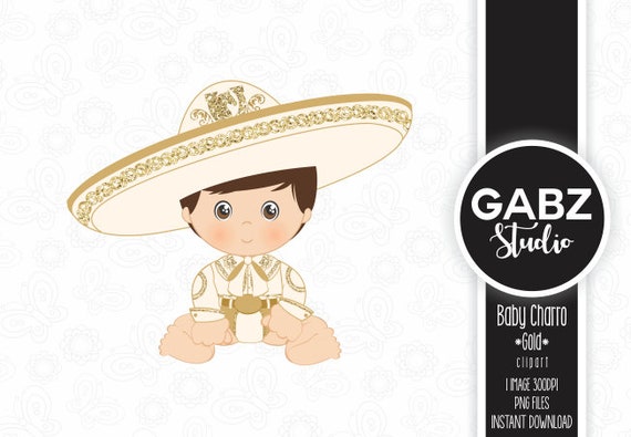 Baby Charro Mexican Folklore Clipart Gold Glitter Aztec | Etsy