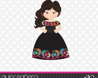 Quitte, Mexikanische Mädchen, Fifteen Party, Sweet Sixteen, Clipart, Geburtstag, Charra, Mexikanische, Fiesta, Viva Mexico, 5 Mayo, Mexikanisch, Gabz, Q07