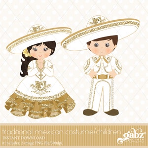 Charro, Oro y Blanco, Niños, Folclore Mexicano, Clipart, Brillo de Oro, Azteca, Decorativo, Comunión, Mexicano, Fiesta, Gabz