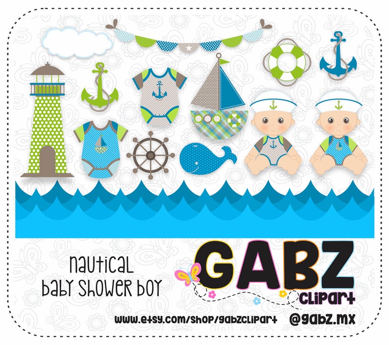Nautical Baby Shower Boy Baby Shower Clipart Baby Boy Etsy