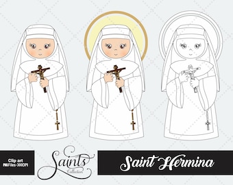 Heilige Hermina, katholische Heilige, religiös, Heilige Clipart, digitale Stempel, Catechese, Santos, Heilige Sammlung, Gabz