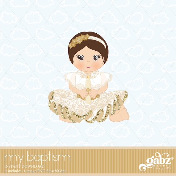My Baptism, Little Girl, Christening, Clipart, Baby Girl, Gabz - Etsy