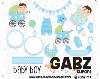 男の子の赤ちゃん、ベビーシャワー、クリップアート、男の子の赤ちゃん、男の子のベビーシャワー、Gabz