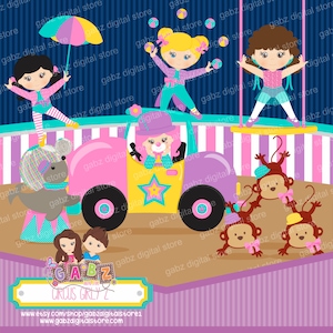Circus Girly 2, Circus, Girls, Birthday, Clipart