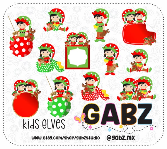 Kids Elves Clipart Girls Boys Holidays Elves Frame Etsy