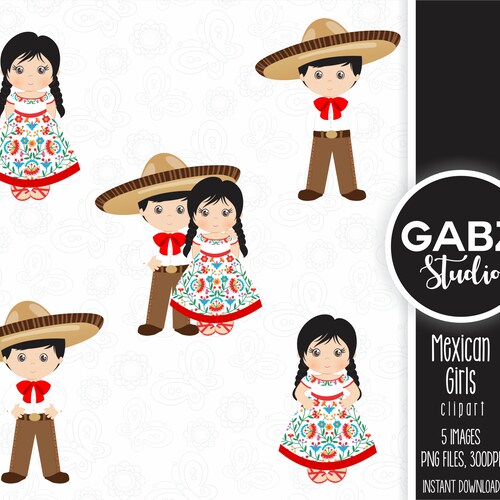 Mexican Girls Clipart Aztec Decorative Mexican Fiesta - Etsy