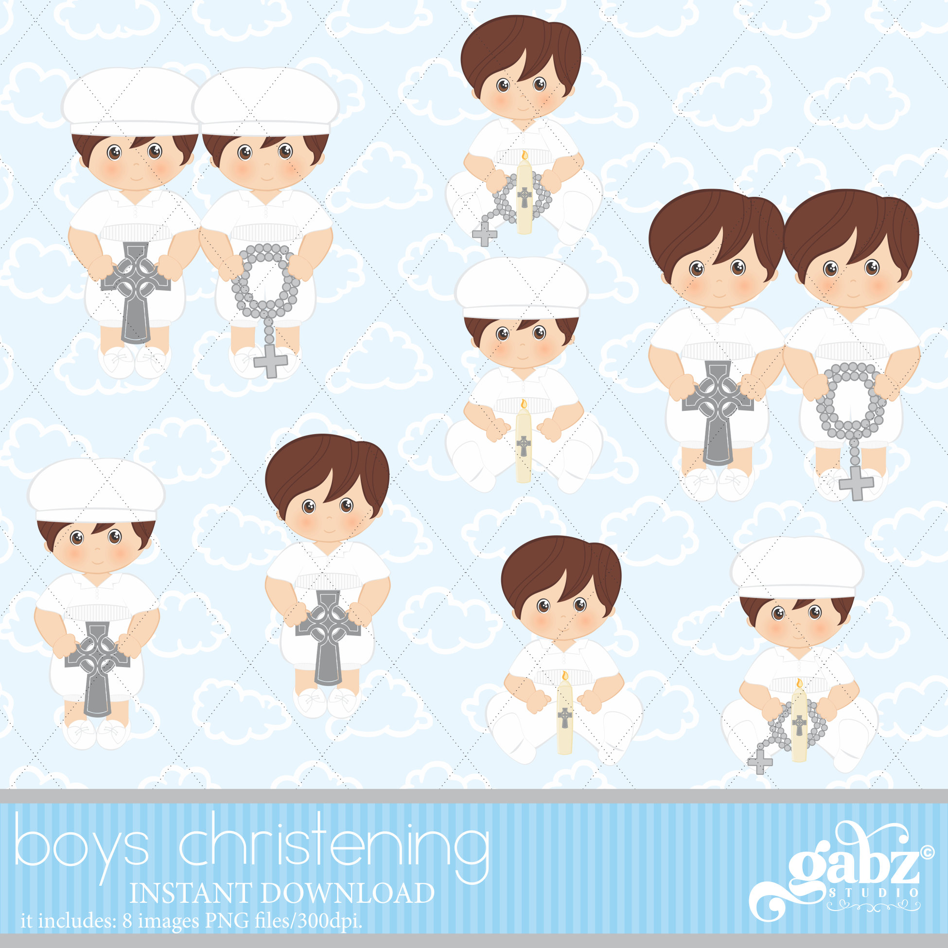 Boys Christening Baptism Clipart Baby Boy Gabz Etsy
