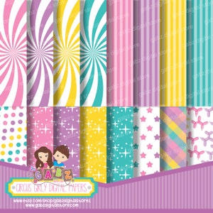 Circus Girly Digital Papers, Circus, Girls, Birthday, Clipart, Gabz