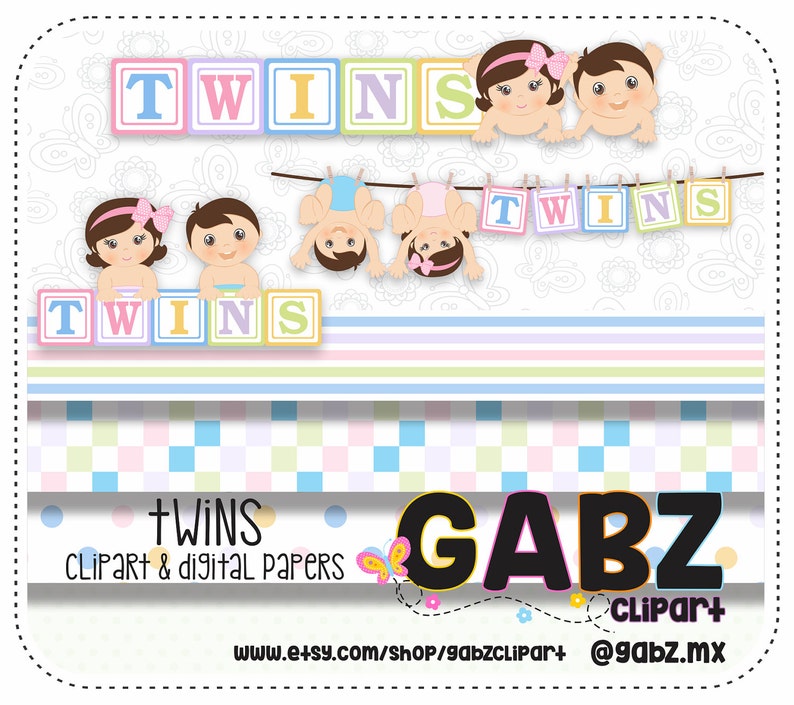 Twins Baby Shower Clipart Baby Boy Baby Girl Background Etsy