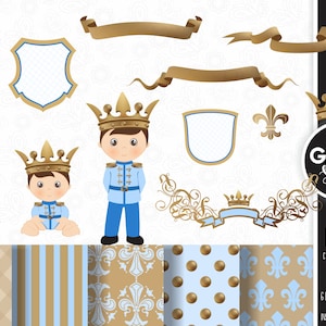 Kleiner Prinz, Clipart, Junge, Prinz, Geburtstag, Babyparty, Prinz Party Thema, Digitales Papier, Prinz Clipart, Gabz