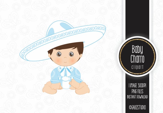 Baby Charro Mexican Folklore Clipart Light Blue Aztec | Etsy