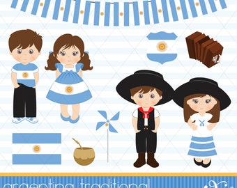 Argentina Traditional, Gaucho, Soccer Team Argentina, Traditional Argentine Clothing, Clipart, Boy, Girl, Digital Paper, Gabz