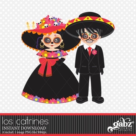 Los Catrines Día de Muertos Tradición de México Clipart - Etsy México