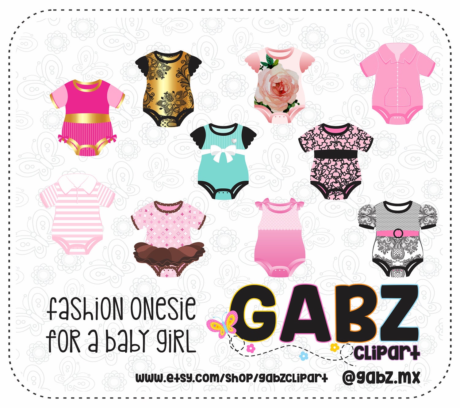 Fashion Onesie for a Baby Girl Baby Shower Clipart First Etsy