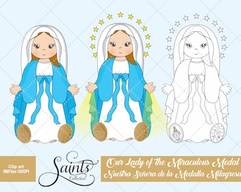 Our Lady of the Miraculous Medal, Nuestra Señora de la Medalla Milagrosa, Catholic Saint, Saint Clipart, Santos, Saints Collection, Gabz