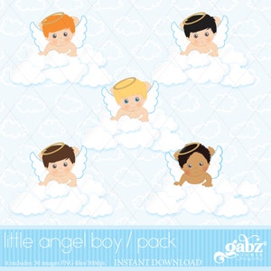Little Angel Boy, Clipart, Baptism, Christening, Baby Boy, New Born, Angels, Angel Boy, Images Pack, Gabz