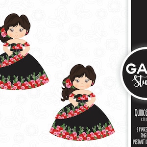 Quinceañera, Mexican Dress, Fifteen Party, Sweet Sixteen, Clipart, Birthday, Charra, Mexican, Fiesta, Viva Mexico, Charro, 5 Mayo, Gabz