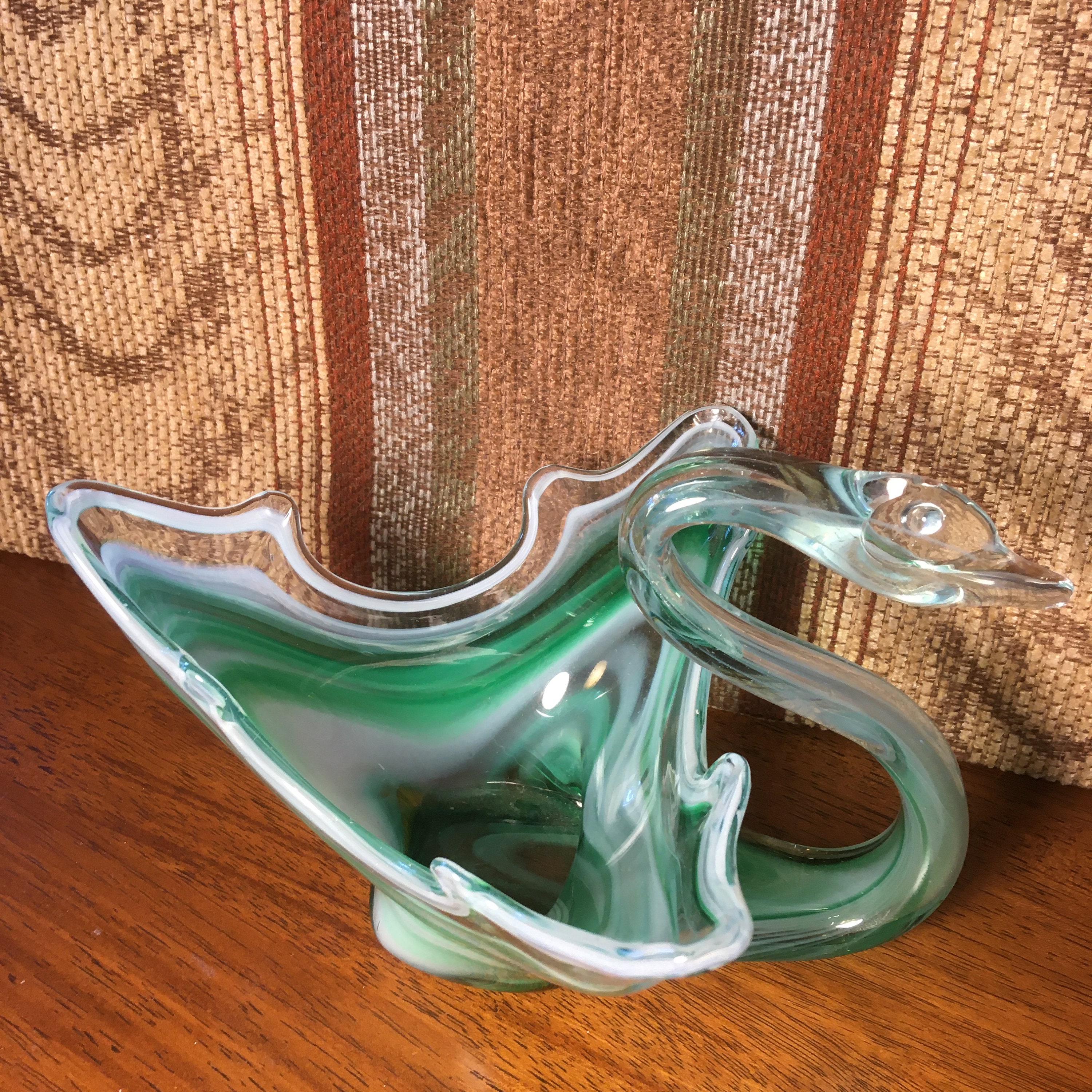 Handcrafted Murano Glass Swan Bowl with Capodimonte Flower Decoratived Base for FruitCandleFlowerOthers
