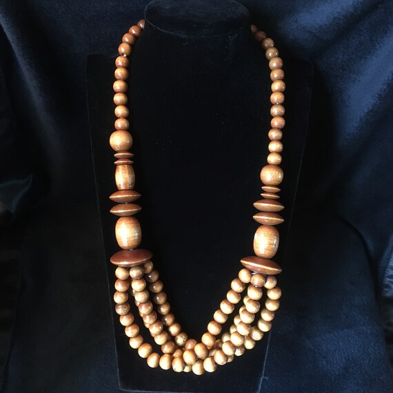 Vintage 1950's All Wooden Beads Necklace. Very Ni… - image 2