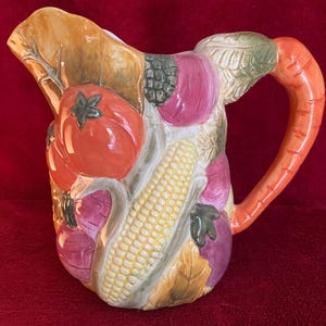 Lillian Vernon Ceramic Veggie Pitcher.  Vintage And In Excellent Condition.