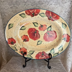 Large Oval Ceramic Platter made in Italy.  Hand Painted.