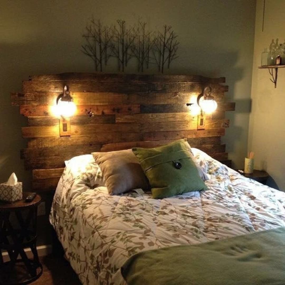 Pallet Wood Headboard Rustic industrial Repurpose Reuse Recycle. Each One is Unique STAGGERED EDGES Etsy UK