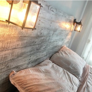 Weathered Gray Pallet Wood Headboard Rustic/Industrial Repurpose, Reuse, Recycle. Each one is unique image 3