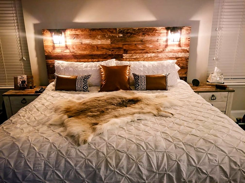 The Kachemak Bay Pallet Wood Headboard Alaska-inspired Design Rustic/Industrial Repurpose, Reuse, Recycle. Each one is unique image 1