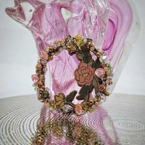 Natural Cherry Quartz Crystal Glass Metal Beaded Wooden Flower Pendant Necklace image 3