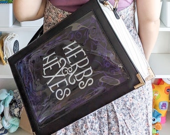 Bookish Ita Laptop Bag Backpack - Witchy Black Herbs and Hexes - Book Messenger Bag, Witchcore, Gothic