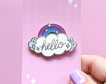 Hello Sunshine Rainbow - Fidget Spinner Enamel Pin - Anxiety ADHD Autism Sensory Fidget Brooch