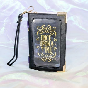 Monedero negro de cuento de hadas Ita Wallet - Érase una vez - Regalo para amantes de los libros, bibliotecarios y lectores - Monedero de mano con forma de libro