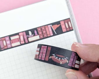 Dark Romance Bookcase Washi Tape - Reader Writer Librarian Gift, Book Journal
