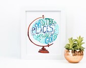 Kwekerij Art Print-Oh de plaatsen waar je gaat-blauw groen, baby shower gift, Baby Boy gift, unisex baby, baby room decor, afstuderen gift