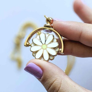 Daisy Fidget Spinner Collar - Cottagecore Flor Colgante TDAH Autismo Ansiedad Linda Adolescente Chica Fidget