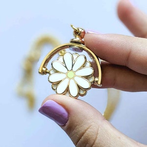 Daisy Fidget Spinner Necklace - Cottagecore Flower Pendant ADHD Autism Anxiety Cute Teen Girl Fidget