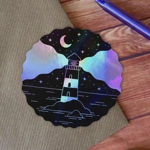Holographic Lighthouse Vinyl Sticker