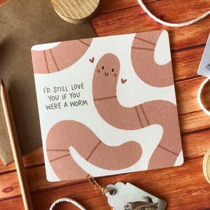Love Worm Illustrierte Grußkarte