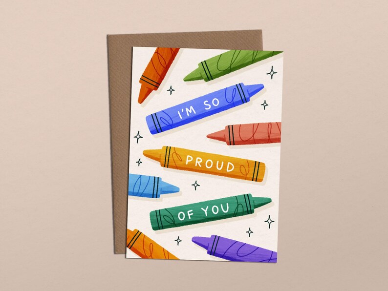 Proud of You Card - Crayon Greeting Cards - Etsy