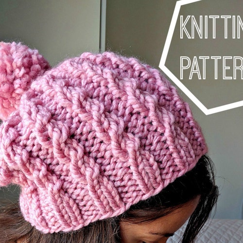 Easy Cable Knit Hat Pattern Cable Knit Beanie Pattern Simple Etsy